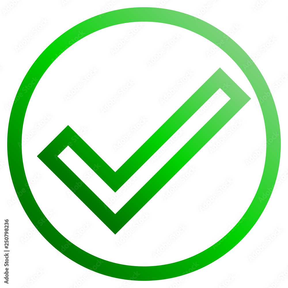 Check marks - green gradient outline, tick icon inside of circle - vector Check marks - green gradient outline, tick icon inside of circle - vector