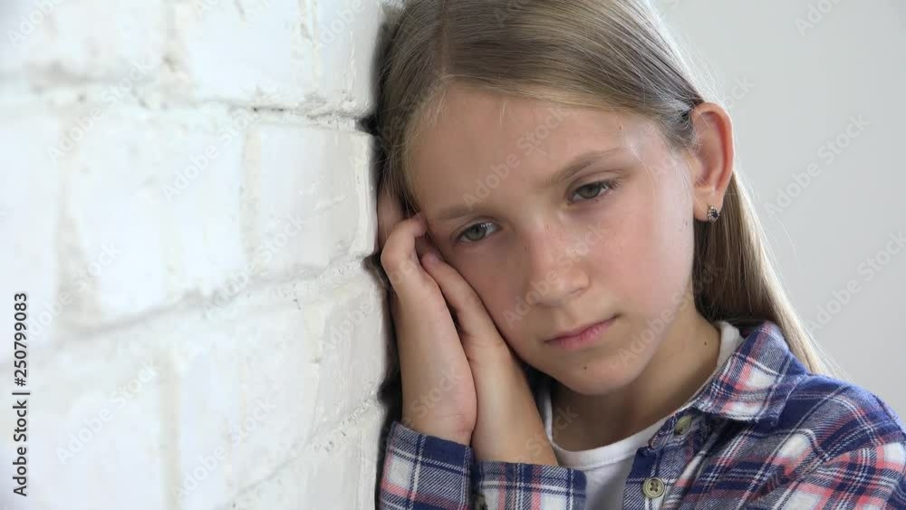 Unhappy Child, Sad Kid, Sick Child Expression, Ill Girl in Depression, Stressed Abused Person Unhappy Child, Sad Kid, Sick Child Expression, Ill Girl in Depression, Stressed Abused Person