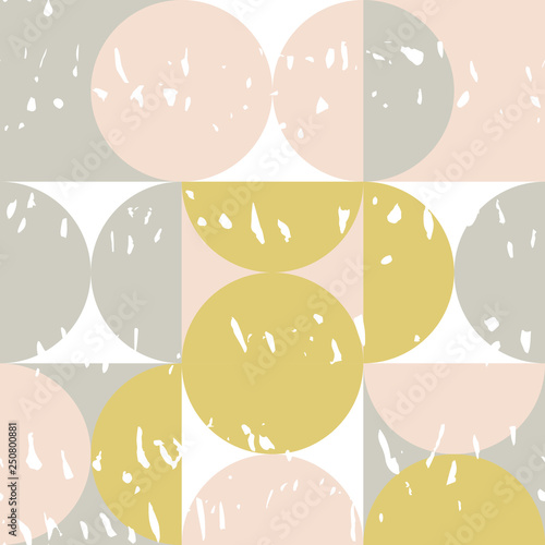 Pastel colors circle tiles seamless pattern, vector geometric background.