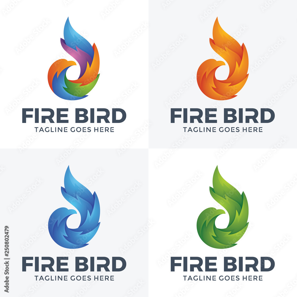 Obraz premium Modern Fire bird logo with 3D style.