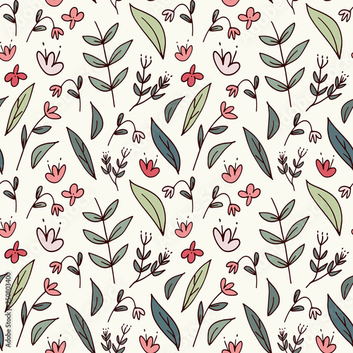 Seamless floral pattern. Folk flowers background. Vector illustration.