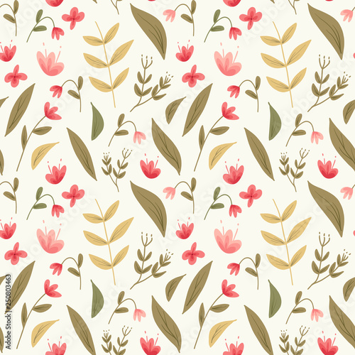 Seamless floral pattern. Folk flowers background. Vector illustration.