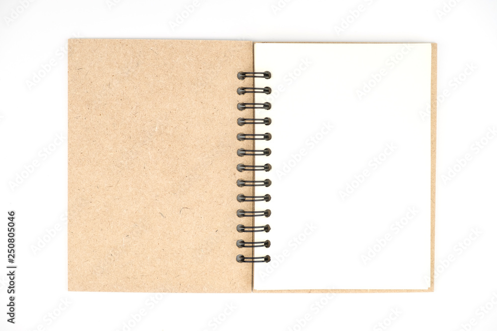 Empty brown cover book on white isolated background, working object Empty brown cover book on white isolated background, working object