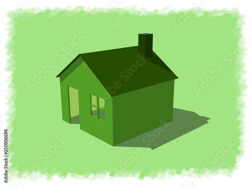 3D Illustrattion. Classic green house.
