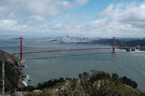 Golden Gate bridge in San Francisco from the Hawk Hill - middle of the day, horizontal