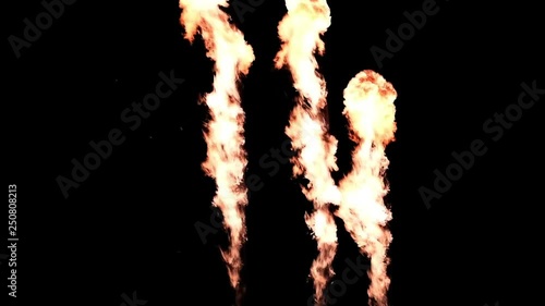 Three Flame Throwers Slow Motion