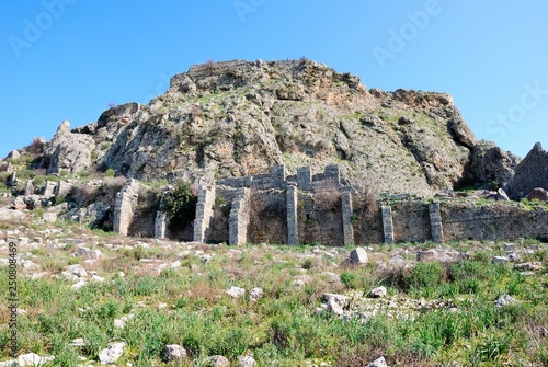 The ruins of the ancient Greek and Byzantine city of Sillyon (Silyon), located near Antalya in Turkey photo