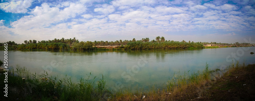 View to Euphrates river from former Saddam Hussein palace, Hillah, Babyl, Iraq