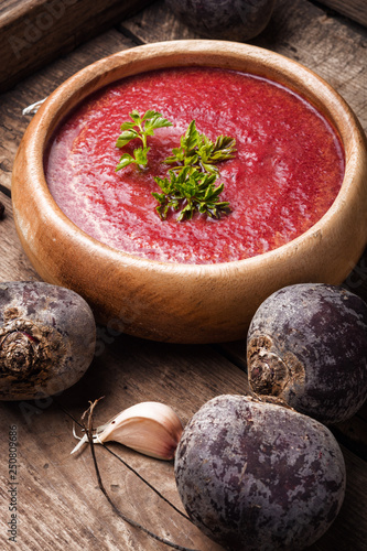 Beetroot creamy soup photo