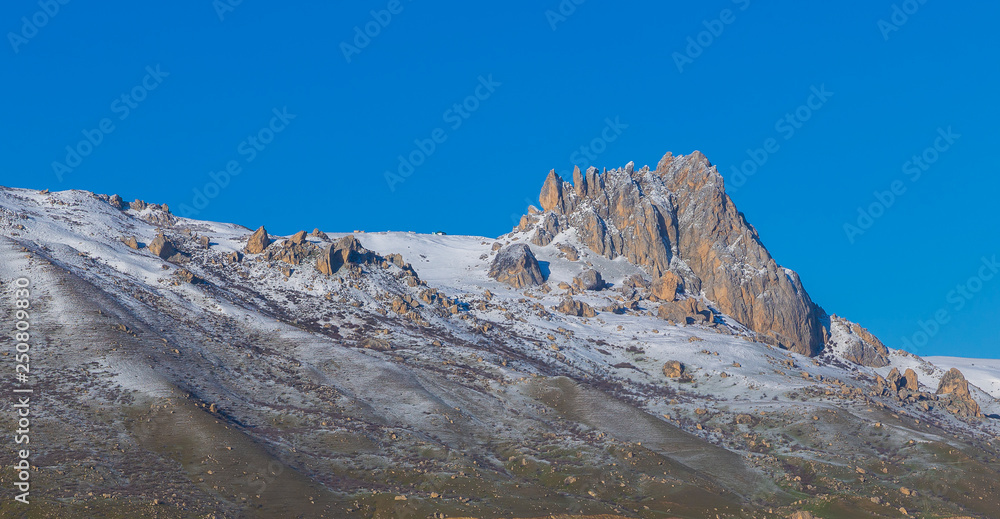 The sacred mountain Beshbarmag in the snow The sacred mountain Beshbarmag in the snow