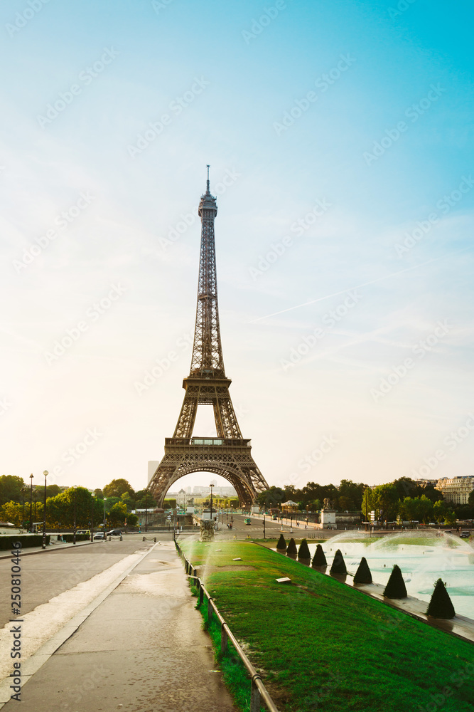 Fototapeta premium The Eiffel Tower (nickname La dame de fer, the iron lady),The tower has become the most prominent symbol of both Paris and France