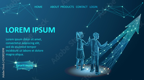 Business cooperation and partnership vector concept. Woman and man working together for common goal. Symbol of equality or collaboration, connection. Way to success