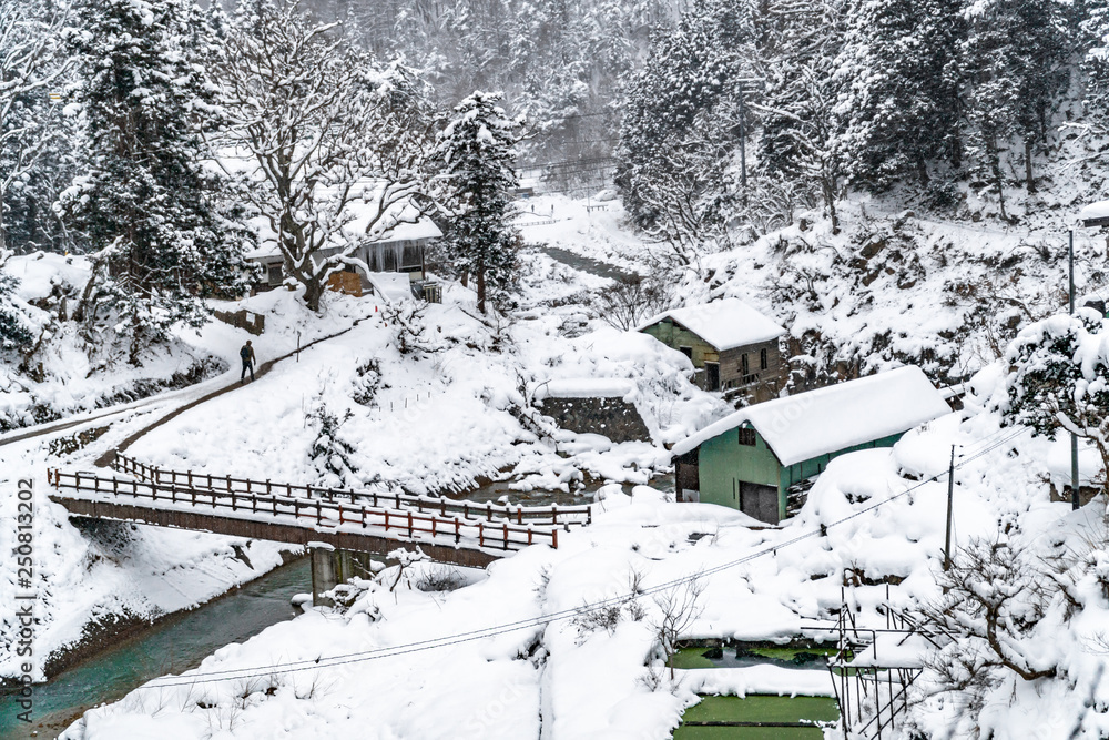Nagano city in the snow-covered winter season, Japan Nagano city in the snow-covered winter season, Japan