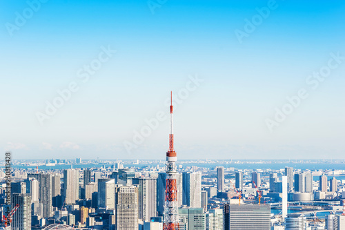 tokyo tower aerial view in Tokyo, Japan photo