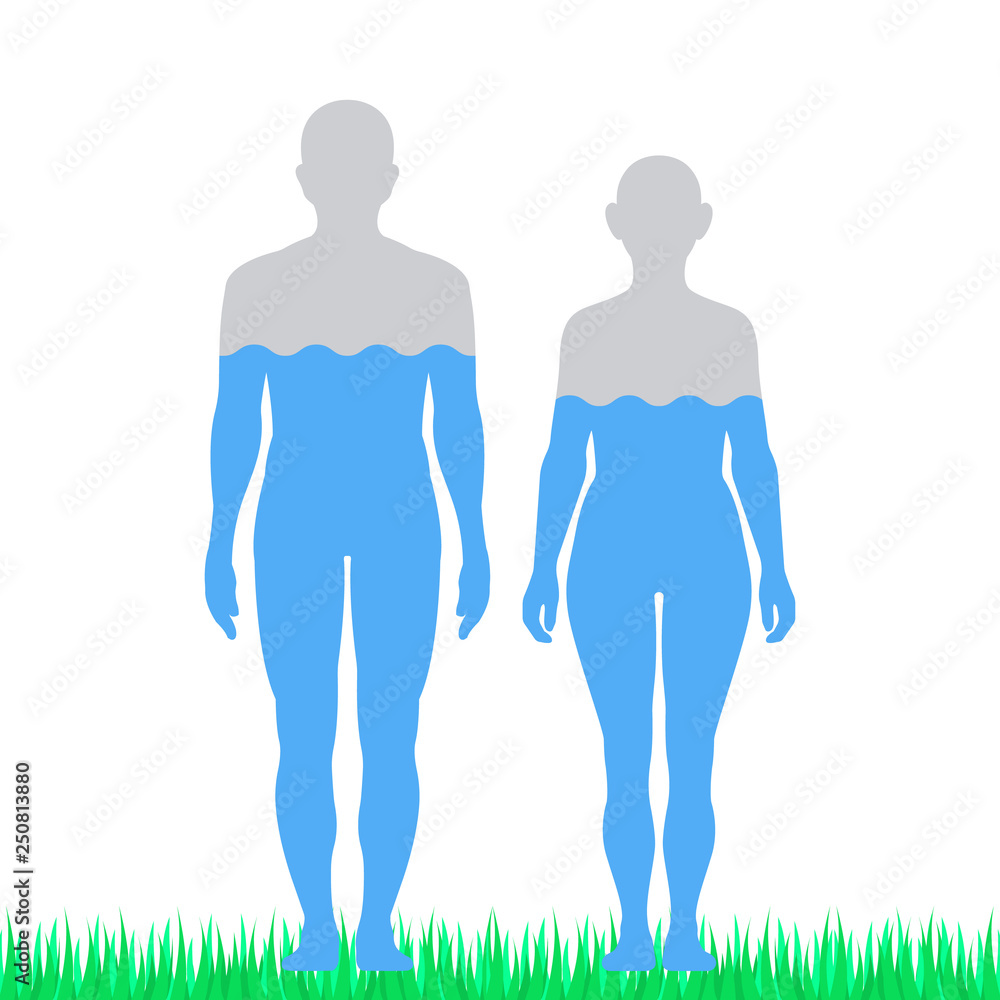 Silhouettes of men and women on a white background.