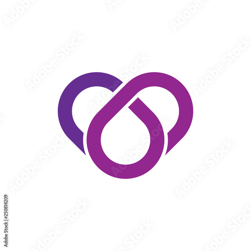 Chain shaped heart vector symbol design