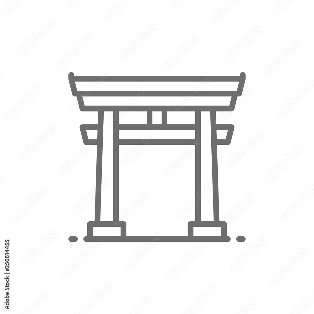 Japanese Torii gate line icon. Japanese Torii gate line icon.