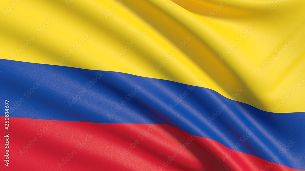 Flag of Colombia. Waved highly detailed fabric texture. Flag of Colombia. Waved highly detailed fabric texture.