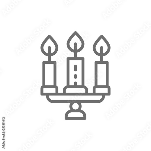 Candlestick, chandelier with candles line icon.