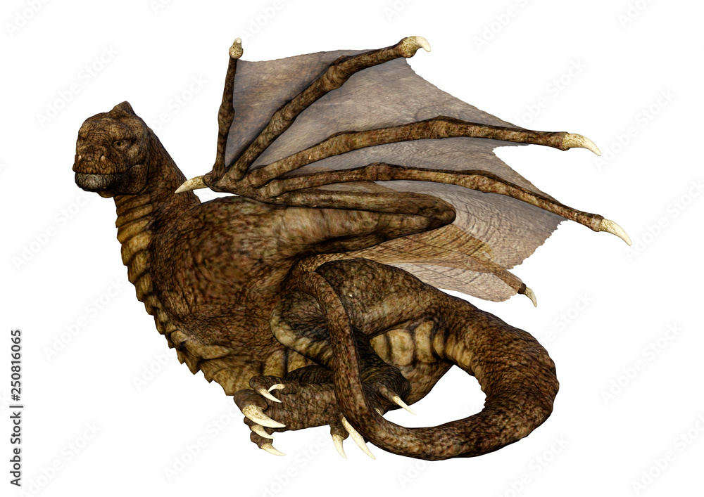 Fototapeta premium 3D Rendering Fairy Tale Dragon on White