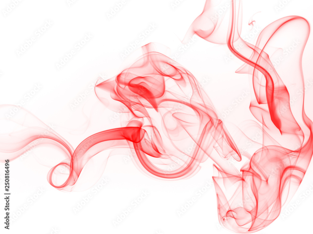 Fototapeta premium Red smoke abstract on white background, fire design