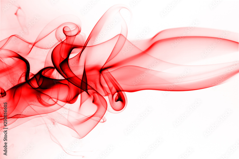 Fototapeta premium Red smoke abstract on white background, fire design