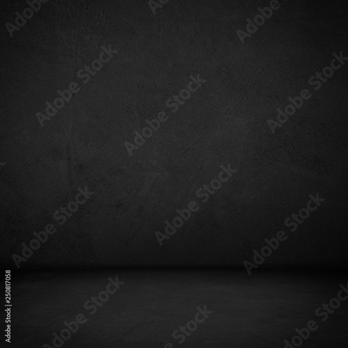 Dark room wall background.black wall and floor interior background. © Praew stock
