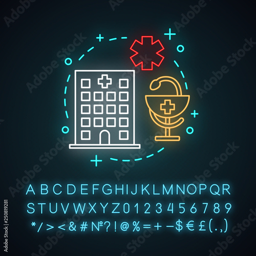 Clinical center neon light concept icon