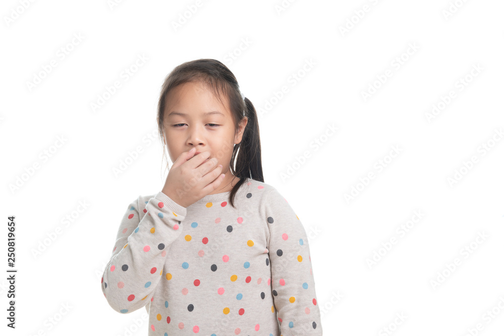 Cute kid southeast asian girl age 7 years in acting isolated on white Cute kid southeast asian girl age 7 years in acting isolated on white