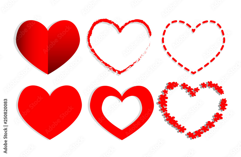 Set of red Hearts shape.