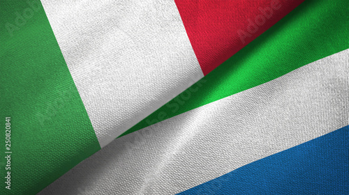 Italy and Sierra Leone two flags textile cloth  fabric texture
