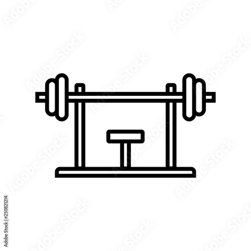 bench press workout icon. fitness equipment for chest muscle exercise in gym. simple monoline vector graphic.