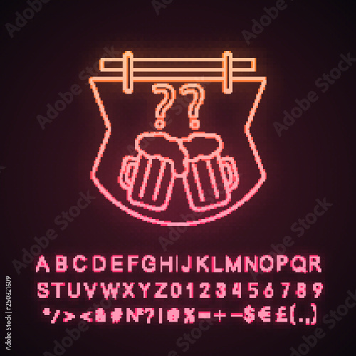 Pub quiz neon light icon