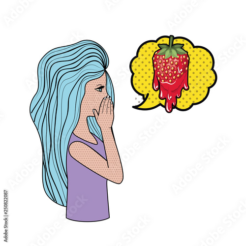woman telling a secret with speech bubble