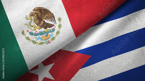 Photography Mexico and Cuba two flags textile cloth, fabric texture