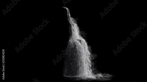 waterfall texture seamless loop, 4k, isolated on black, foam and mist, perfectly looped