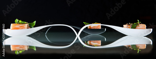 Salmon and soya catering appetizer