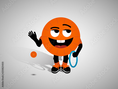 Character ball looking characteristic mascot