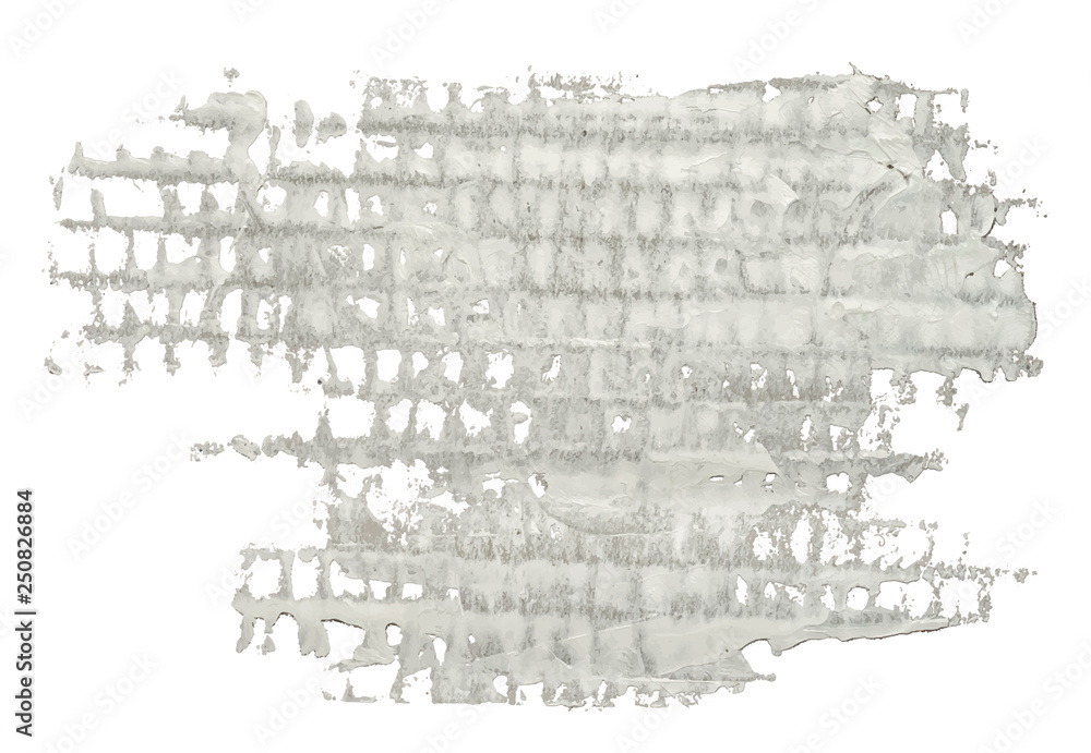 Fototapeta premium Textured white oil paint brush stroke with grid pattern, isolated on white background. EPS10 vector illustration.