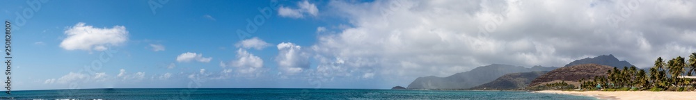 Panoramic view of Hawaii Oahu Kalanianaʻole Beach Panoramic view of Hawaii Oahu Kalanianaʻole Beach