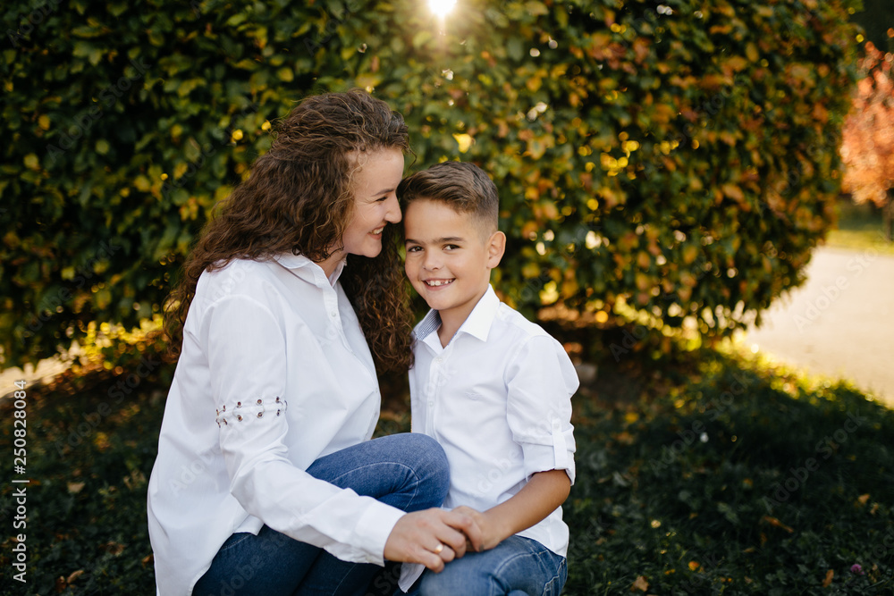 Fototapeta premium Mother and son together park