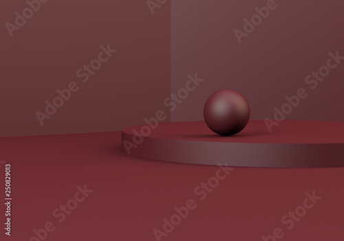 Minimalist Sphere geometrical abstract background, pastel colors, 3D render, trend poster, Illustration.