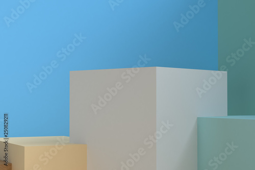 Minimalist geometrical abstract shpae. 3D render, trend poster, Illustration Background.