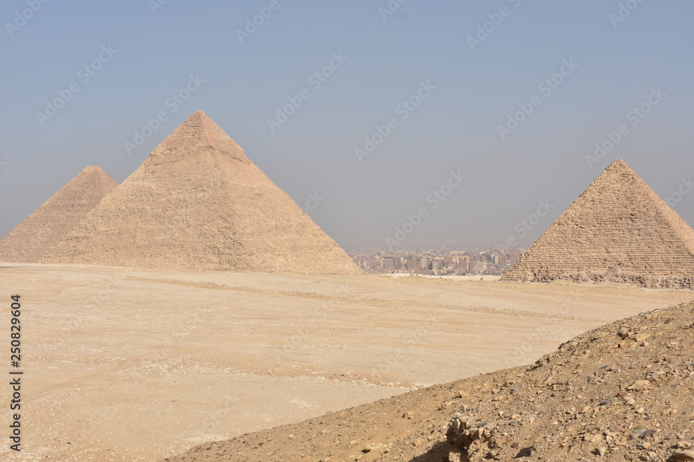Pyramids at Giza with Great Pyramid on Left