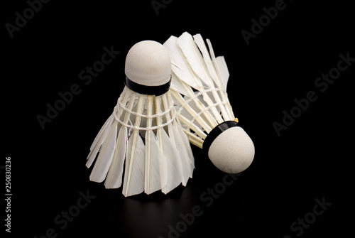 Image of badminton ball on black background. Sport. Object. © yod67