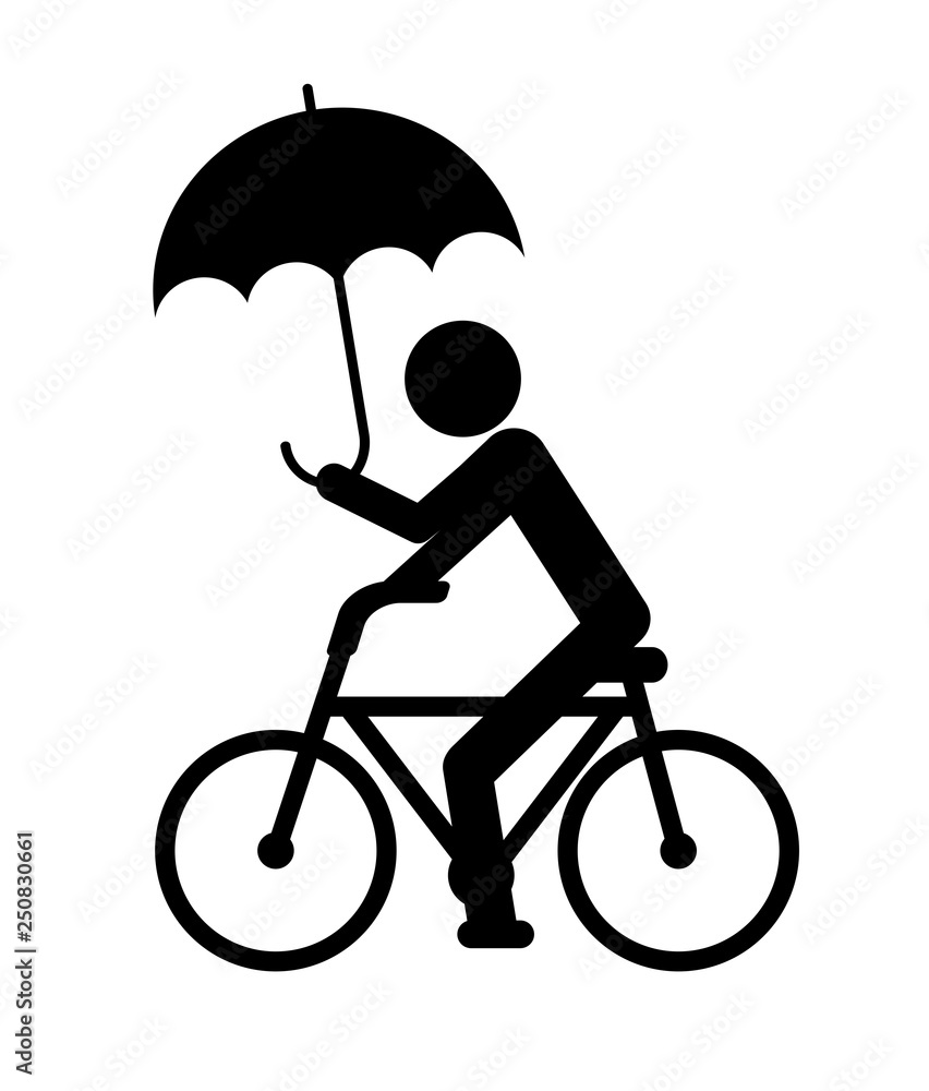 傘を差しながら自転車に乗る人 Stock イラスト Adobe Stock