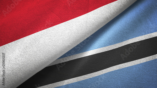 Indonesia and Botswana two flags textile cloth, fabric texture