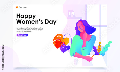 international women's day illustration on a landing page