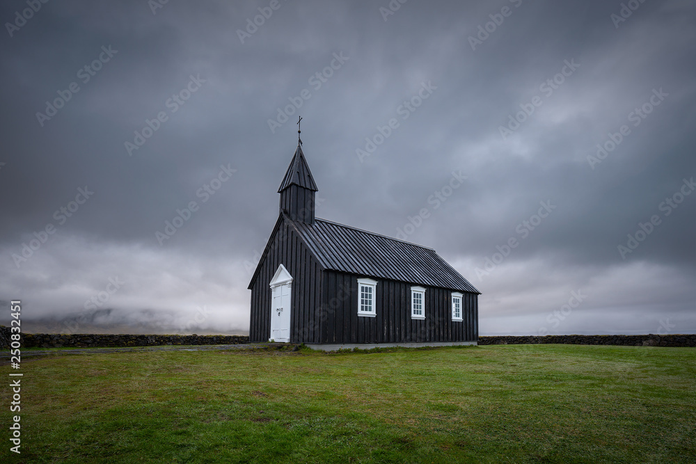 Church Budir in Budahraun lava fields on south coast of Snæfellsnes peninsula at western Iceland Church Budir in Budahraun lava fields on south coast of Snæfellsnes peninsula at western Iceland