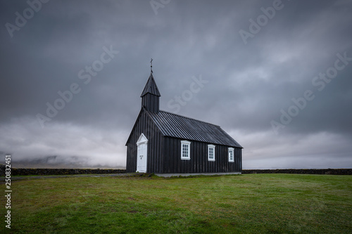 Church Budir in Budahraun lava fields on south coast of Snæfellsnes peninsula at western Iceland